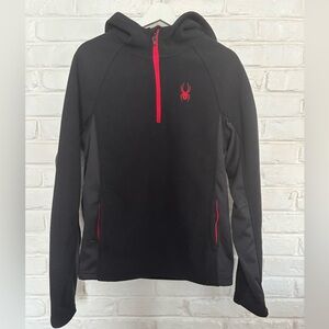 Spyder Men's Black Quarter Zip Pullover Sweater with Red Accents